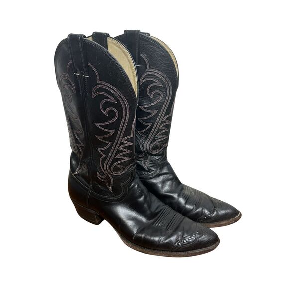 Justin Boots Other - Vintage Justin Boots 11B Black Leather Cowboy Western Boots Style 5540 80s